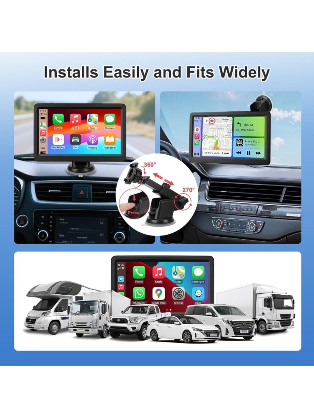 7" Wireless Carplay & Android Auto Screen, HD Touchscreen, GPS, Bluetooth, Voice - Picture 6 of 7